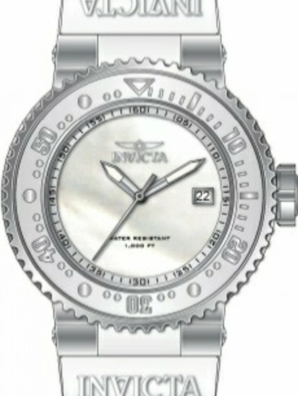 Invicta White and Silver Mother-of-Pearl Dial Sport Watch